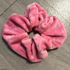 Pink velvet scrunchie